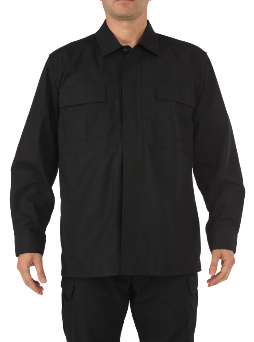 5.11 Tactical Ripstop TDU Long Sleeve Shirt-Long Sleeves-5.11 Tactical-Black-2XL-Regular-TacSource