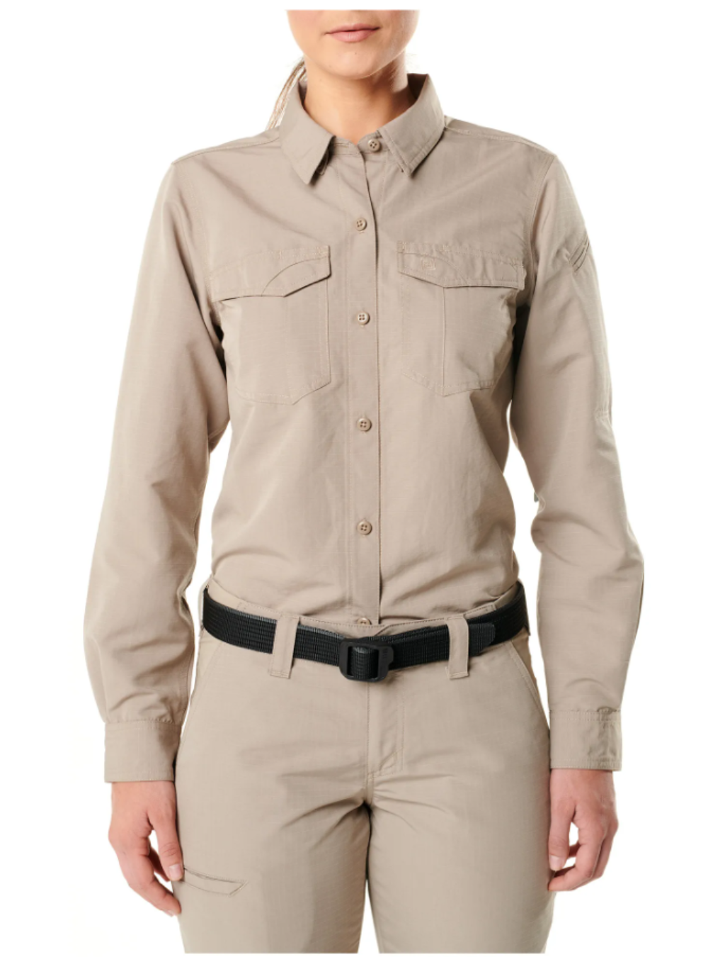 5.11 Tactical Women's Fast-Tac Long Sleeve Shirt-Long Sleeves-5.11 Tactical-S-Khaki-TacSource