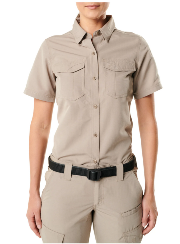 5.11 Tactical Women's Fast-Tac Short Sleeve Shirt-Short Sleeves-5.11 Tactical-L-Khaki-TacSource