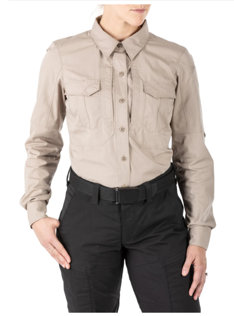 5.11 Tactical Women's Stryke Long Sleeve Shirt-Long Sleeves-5.11 Tactical-S-Khaki-TacSource