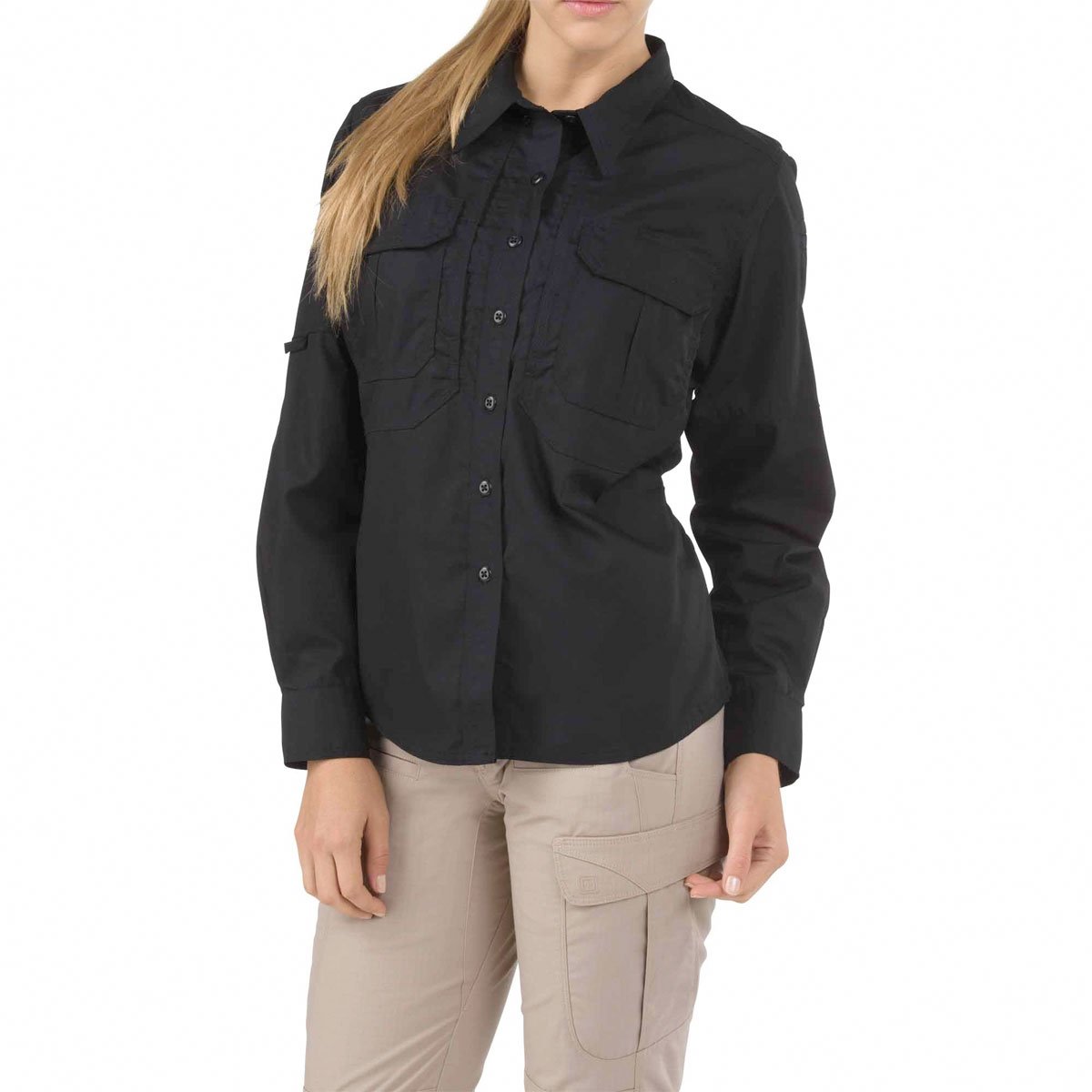 5.11 Tactical Womens Taclite Pro Long Sleeve Shirt-Long Sleeves-5.11 Tactical-Black-X-Small-TacSource