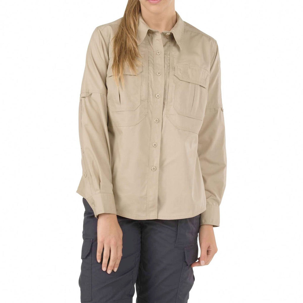 5.11 Tactical Womens Taclite Pro Long Sleeve Shirt-Long Sleeves-5.11 Tactical-TDU Khaki-X-Small-TacSource