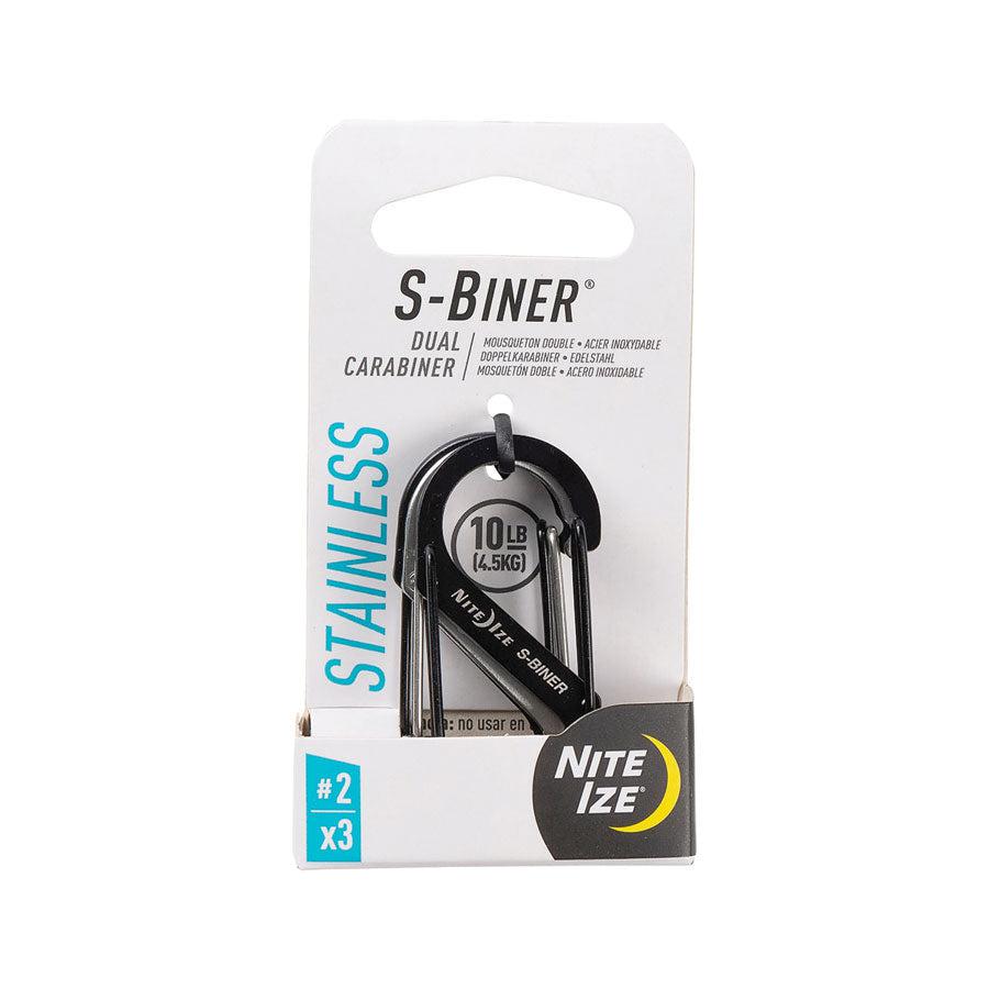 Nite Ize S-Biner Dual Carabiner Stainless Steel #2 3 Pack Black/Stainless