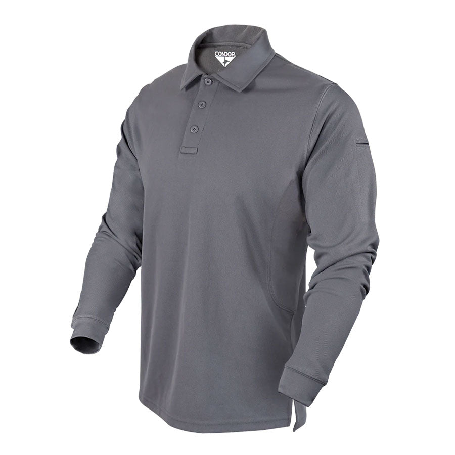 Condor Performance Long Sleeve Tactical Polo-Long Sleeves-Condor Outdoor-Graphite-Small-TacSource