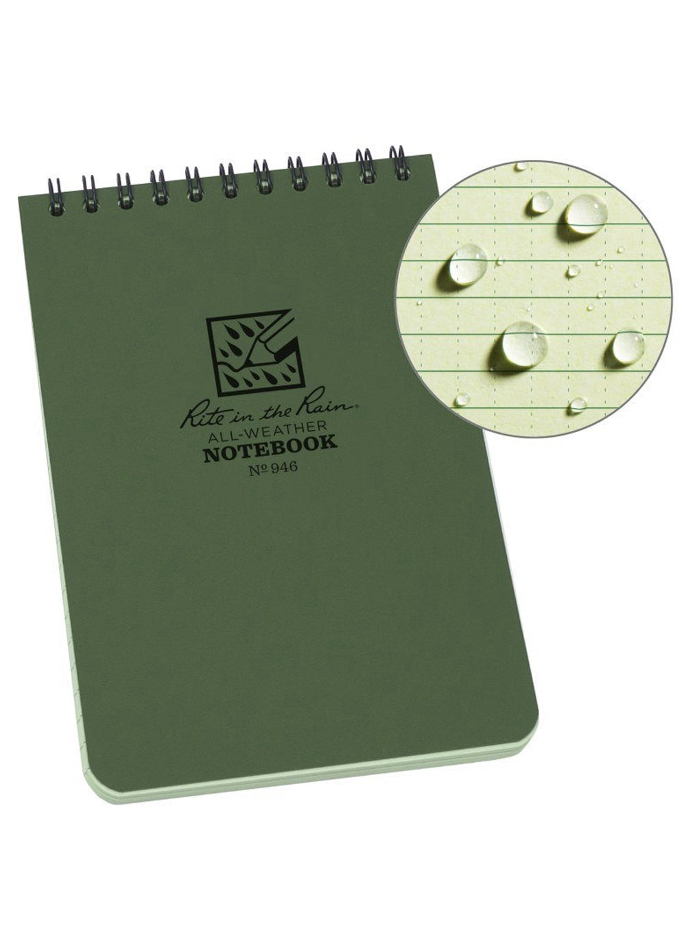 Rite In The Rain 4" x 6" Top Spiral Notebook - Green-Notebook-Rite In The Rain-TacSource