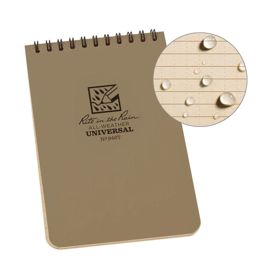 Rite in the Rain No946T Top Spiral 4x6 Notebook Universal Tan-Pens, Notebooks and Stationery-Rite in the Rain-TacSource