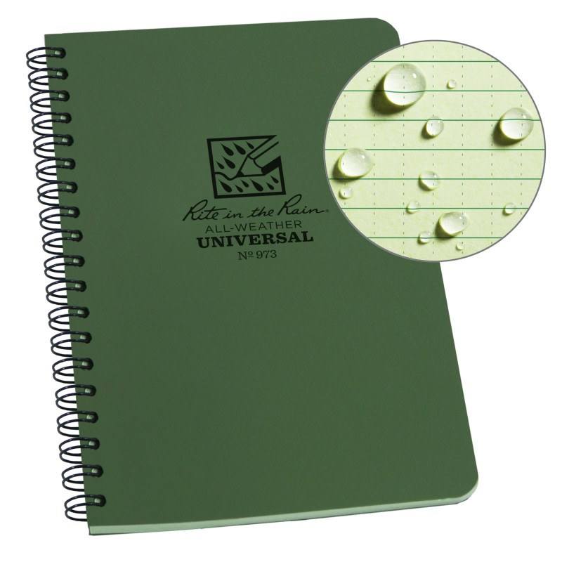 Rite in the Rain No973 Side Spiral Notebook Universal Green-Pens, Notebooks and Stationery-Rite in the Rain-TacSource