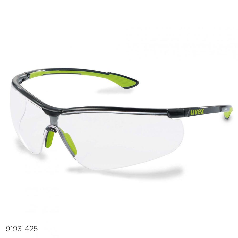 Uvex Sportstyle Safety Glasses 9193 Black and Green Frame with Clear Anti-Fog Lens-Eyewear-Uvex-TacSource